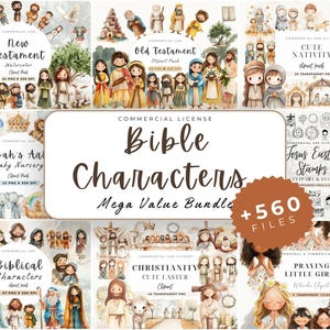 Bibelgeschichte Clipart Bundle, Biblische Figuren Clipart, Bibelgeschichten, Biblische Menschen, Religiös, Krippe, Biblische Geschichten, Weihnachten, Ostern