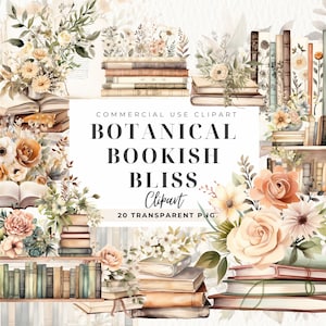 Clipart livre floral aquarelle, clipart lecture, livres floraux, fabrication de cartes, livre rose png, livre livre, amateur de livres, usage commercial