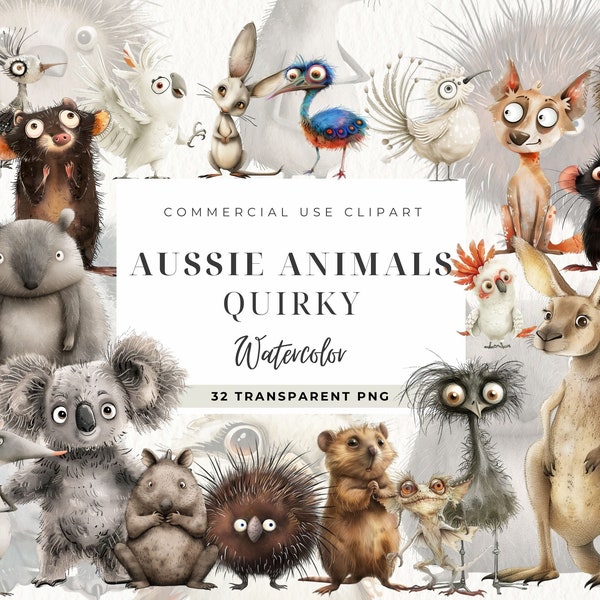 Australische Tiere Clipart, Aussie digitaler Download, Memory Bücher, Kartenherstellung, kommerzielle Nutzung, Dark Fantasy Junk Journal, wunderlich