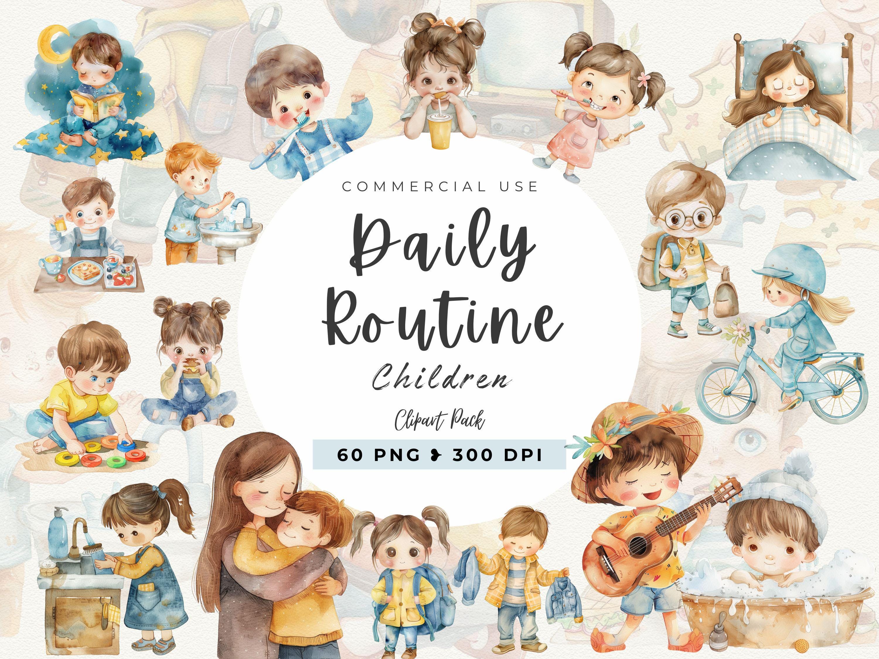 Kids Routine Clipart, Children Daily Routine, Chores Icons, Daily Rhythmm  Morning, Afternoon, Evening Instant Download, Relax Day Clipart - Etsy, image size:3000x2250