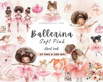 Ballerina aquarel clipart, meisje verjaardag, Zwanenmeer, kwekerij, zacht roze, baby ballerina PNG, transparante beelden, dans, commercieel gebruik