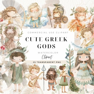 Clipart degli dei greci, Download istantaneo, Diario spazzatura, Mitologia greca Acquerello, Dei dell'Olimpo, Zeus, Era, Poseidone, Atena, Ares, Afrodite