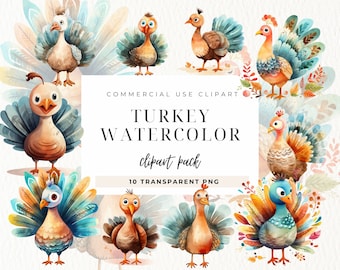 Turkey Clipart Watercolor, Watercolor Thanksgiving Clipart Bundle, Thanksgiving Table, Autumn Png, Thanksgiving Feast PNG, Commercial Use