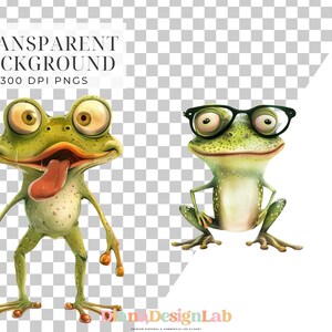 Puede incluir: Dos ranas de dibujos animados con ojos grandes. Una rana est&aacute; sacando la lengua y la otra rana lleva gafas.