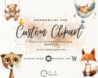 Custom Clipart, 1 to 5 PNG Images, High Quality Transparent PNG, Commercial Use, Exclusive Images, Personalised Clip Art Order, Download