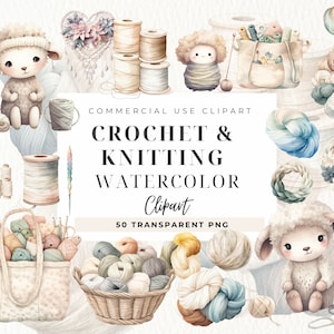 Crochet Hook Clipart, Crochet Hooks, Knitting Png, Knitting PNG, Yarn Clip art, Sewing Clipart, Handmade Clipart, DIY, Commercial Use