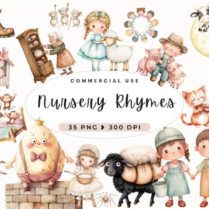Aquarell Kinder Reim Clipart, drei kleine Schweinchen, Baby Cute, Little Bo Peep, Babyparty, Märchen, Kinderbuch, Humpty Dumpty