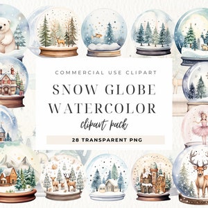 Weihnachten Schneekugel Clipart, Aquarell Schneekugel Clipart, Schneemann, Winter, Eisbär Clipart, lädt ein, Wandkunst, für kommerzielle Nutzung PNG