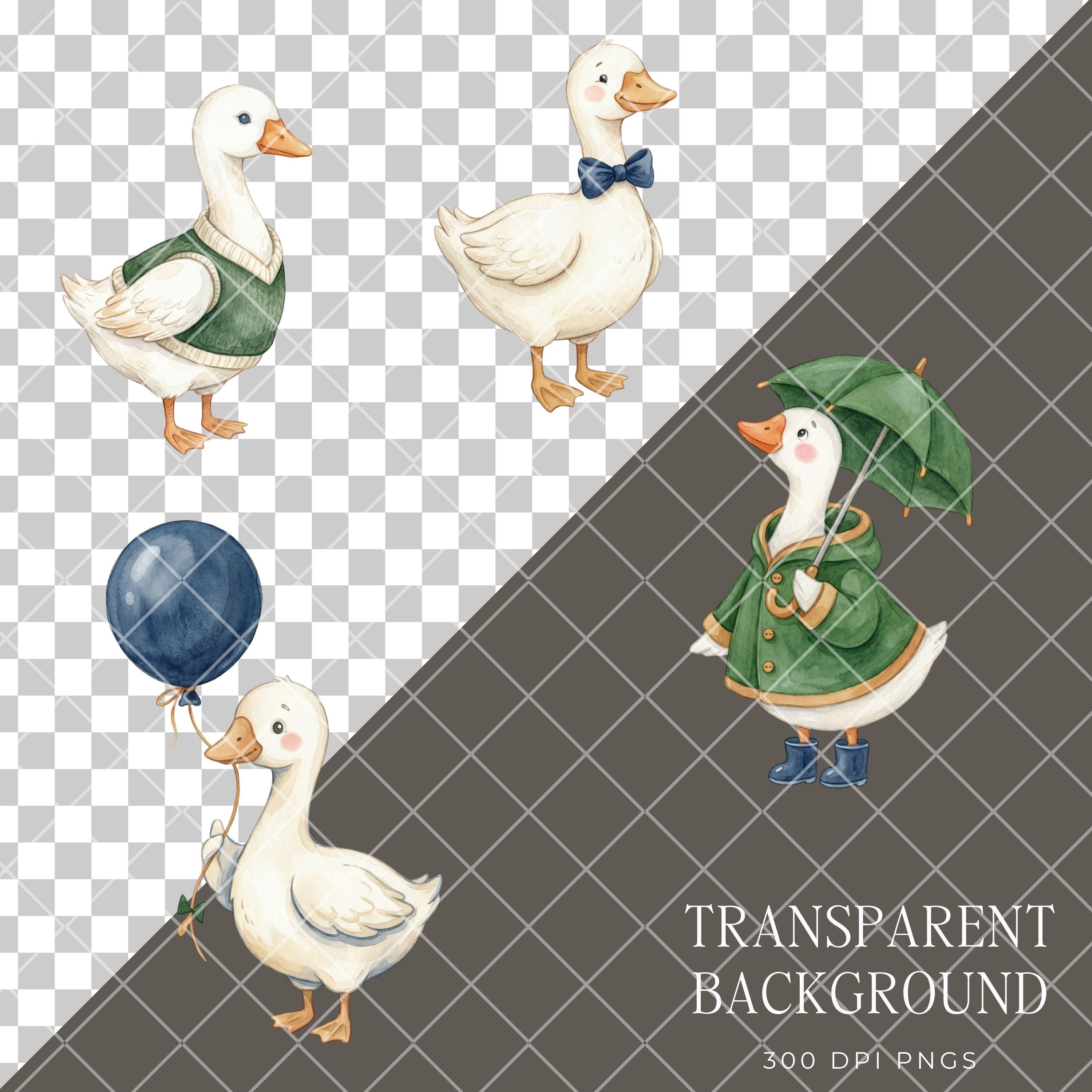 Watercolor Silly Goose Clipart Bundle, Navy Vintage Baby Shower PNG ...