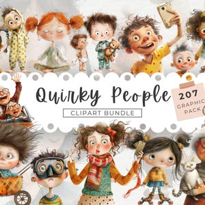 Skurrile Menschen Clipart, Kommerzielle Nutzung, Wunderlich Ephemera, Zauberhafter Garten, Fantasy Junk Journal, Papierwesen, Junge, Oma, Baby, Mädchen, Kinder