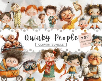 Skurrile Menschen Clipart, Kommerzielle Nutzung, Wunderlich Ephemera, Zauberhafter Garten, Fantasy Junk Journal, Papierwesen, Junge, Oma, Baby, Mädchen, Kinder