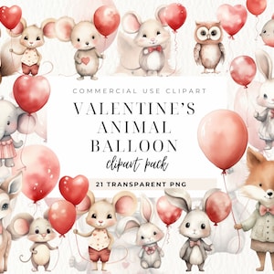 Clipart di San Valentino ad acquerello, Clipart d'amore, Cuccioli di animali, Matrimonio romantico PNG, Boho Valentine Clipart, Baby shower, Arredamento della scuola materna