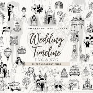 Clipart delle icone della sequenza temporale del matrimonio, pacchetto di icone del matrimonio, partecipazione di nozze SVG, grafica dell'itinerario di nozze, diario spazzatura, simbolo dell'itinerario di nozze
