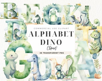 Dino Alphabet Clipart, Dinosaur Kids Alphabet, Sublimation Monogram Alphabet, High Resolution, Dinosaurs Clip art, Birthday Invite