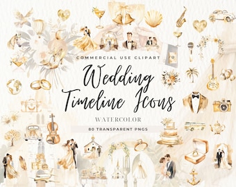 Wedding Timeline Icons Clipart, Marriage Icon Pack, Wedding Card Clipart, Wedding Itinerary Graphics, Junk Journal, Wedding Itinerary Symbol