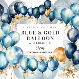 Blau und Gold Ballon, kommerzielle Nutzung, Hochzeitseinladung, Gold Ballons, Blue Print Ballons, Safari Ballon Clipart, Party Clip Art