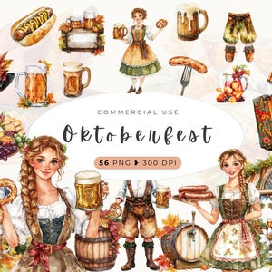 Oktoberfest aquarel clipart, instant digitale download, scrapbooking, bierfeest, happy hour, pils en bier graphics, München commercieel gebruik