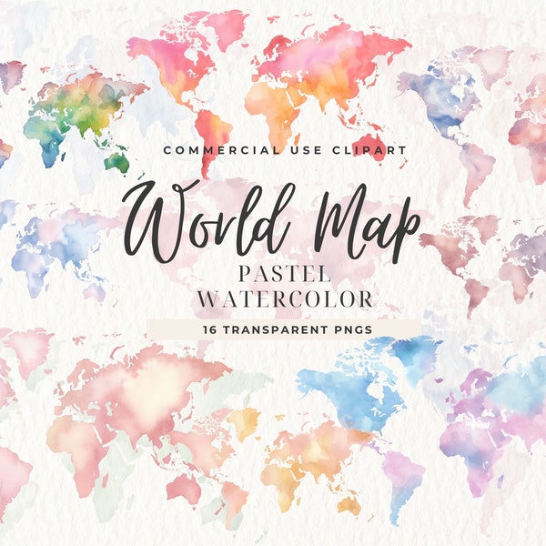 Wedding Map Clipart, Wedding Map Creator, Pastel World Map Abstract Clipart, Transparent Png File, Wall Art, Commercial Use, Travel, Invites