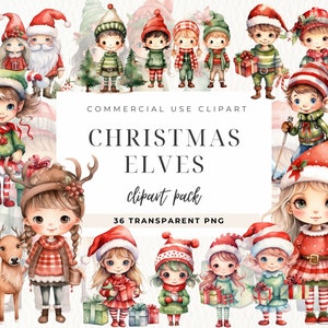 Kerst Elfen aquarel clipart, kerst elf PNG, Santa'S helper, elf jongen en meisje winter aquarel bundel digitale papier ambachten