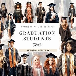 Afstuderen clipart, afstuderen studenten, commercieel gebruik, senior SVG, afstuderen meisje, jongen, Grads vrienden, aquarel diploma, commercieel gebruik