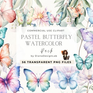 Schmetterling Aquarell Clipart, Blumen und Schmetterlinge Clipart, Schmetterling Blumen Clipart, Schmetterling Illustration, sofortiger digitaler Download