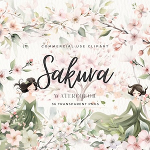 Sakura Branch Clipart, Cherry Blossom Png, Sakura Cricut, Flower Clip Art, Sakura Blossom, Floral, Floral Grinaldas, Spring Clip Art
