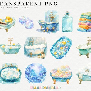 Puede incluir: Un conjunto de 40 ilustraciones de acuarela de ba&ntilde;eras, patos de goma, espuma de jab&oacute;n y burbujas. Las ilustraciones son perfectas para crear dise&ntilde;os con tem&aacute;tica de ba&ntilde;o.