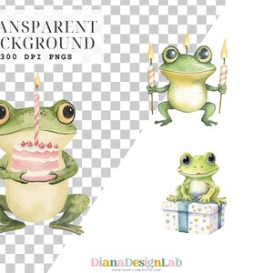 Frog Birthday Clipart, Digital Clipart Scrapbooking, Cute Frog, Wetland ...