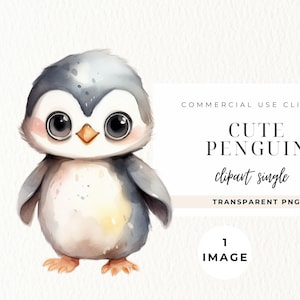 Schattige pinguïn clipart aquarel, ENKEL BEELD, digitale download, kinderkamer illustraties, papier ambachtelijke, winterdieren, aquarel, baby shower