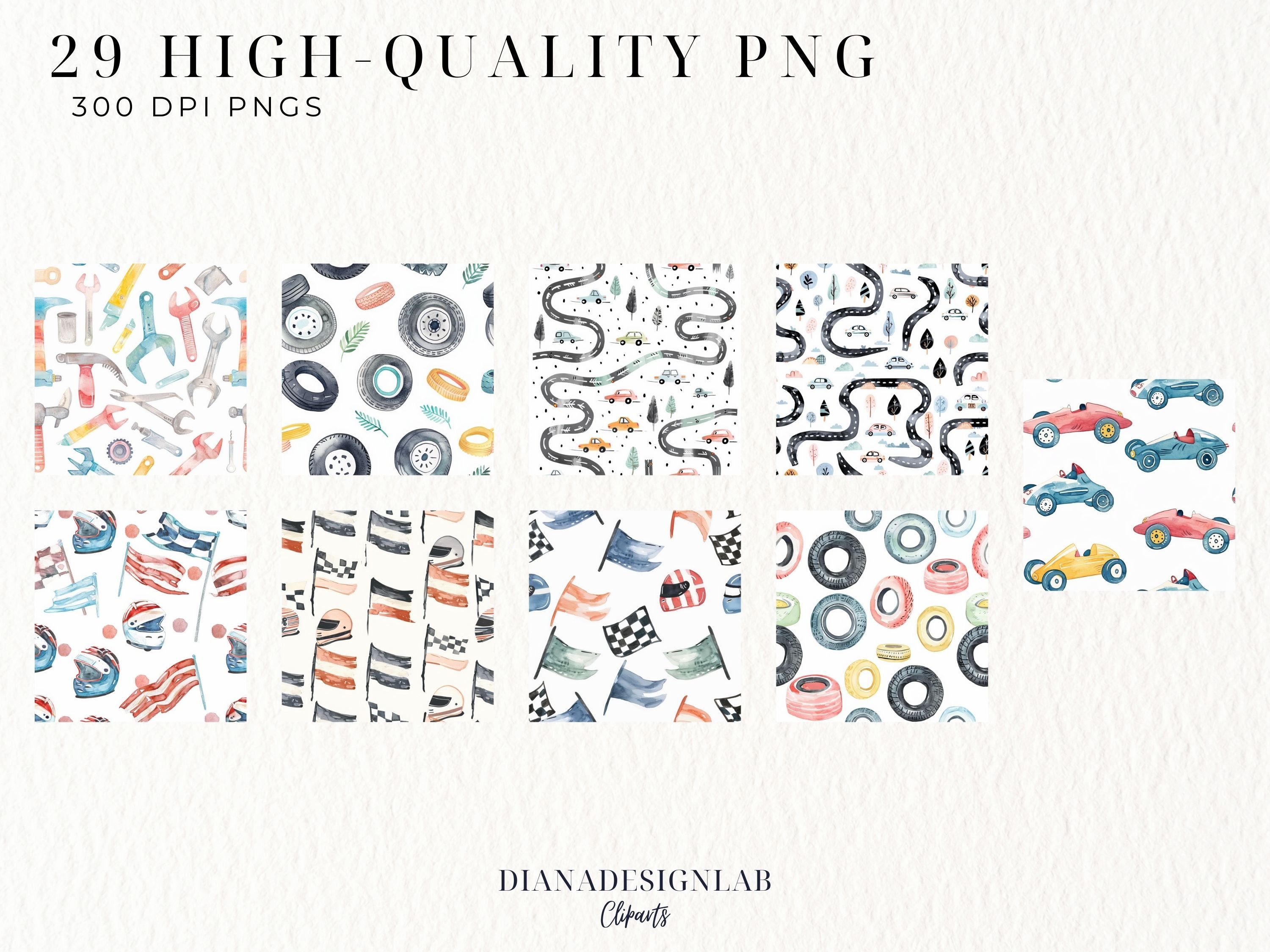 Etsy Racing Designs Race Cars Seamless Pattern, Seamless Pattern, Cartoon Racing Design ...