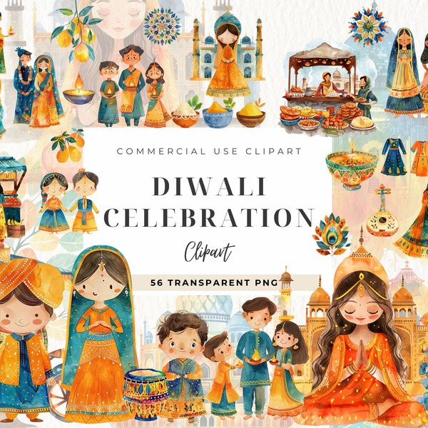 Diwali Clipart, Festival Of Lights, Digital Download, Indian Celebration, Taj Mahal Pongal Festival, Incredible India, Sitra Elephant Mumbai