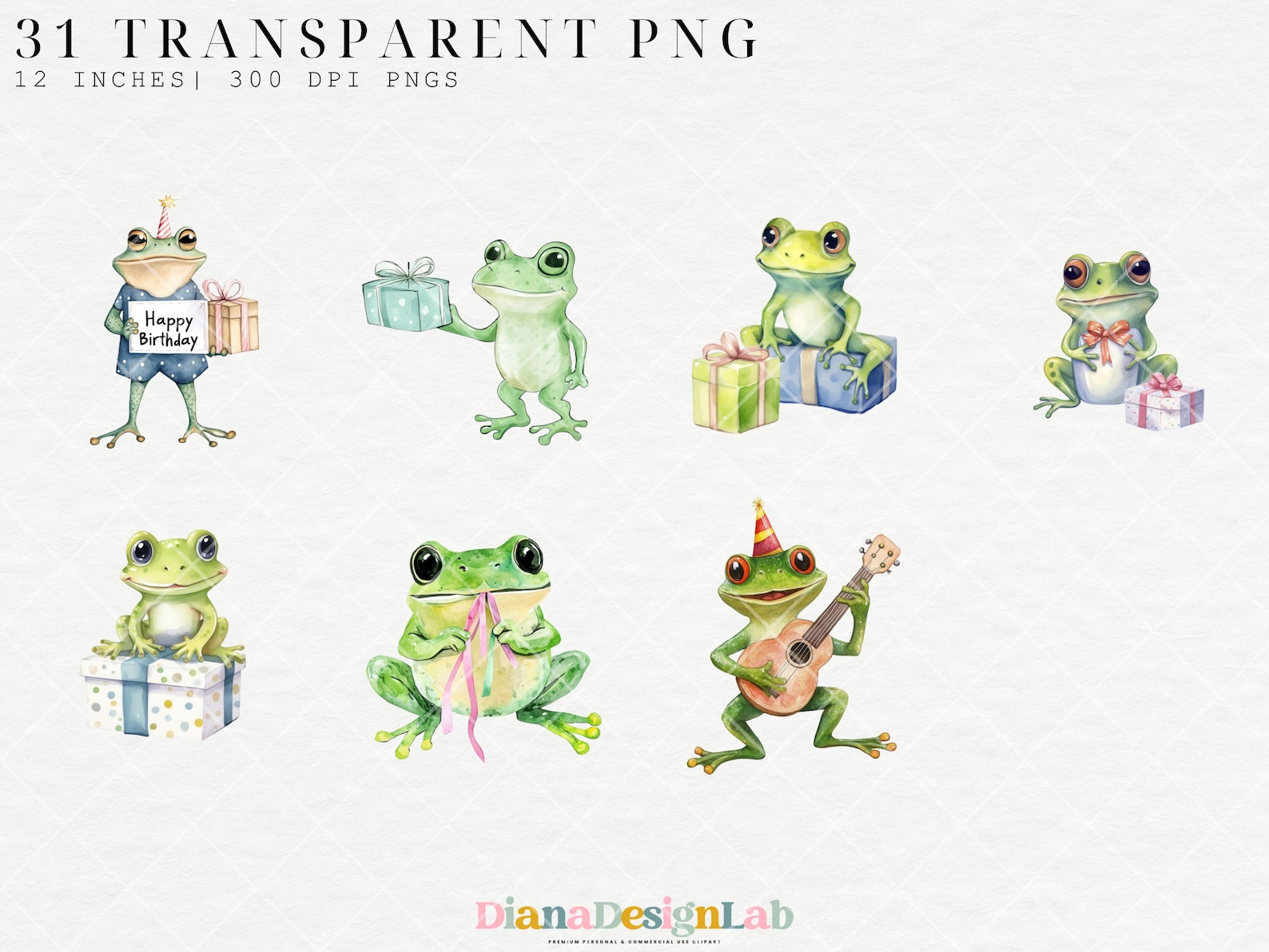 Frog Birthday Clipart, Digital Clipart Scrapbooking, Cute Frog, Wetland ...