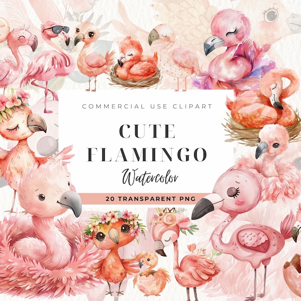 Baby Flamingo Clipart, Instant Download, Cricut, Safari Baby, Summer Party Graphic Png, Digital Download, Pink, Commercial Use