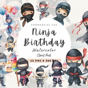 Ninja verjaardag clipart, vechtsporten, ninja lettertype, racemotorfiets, gesneden bestand, ninja-illustraties, instant download, feestdecor, commercieel gebruik