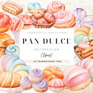 Pan Dulce clipart, Concha, Sublimation Design, Mexican Sweet Bread Clip Art Bundle For Cricut, Mexico Dessert, Pastel Watercolor Food