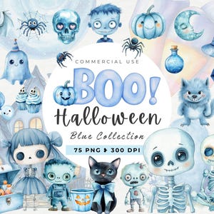 Niebieski duch Clipart, Halloween Clipart, Dekoracja imprezy, Niebieski dynia Clipart, Chłopiec, Upiorny sezon PNG, Dzieci, Cukierek albo psikus, Zombie, Szkielet