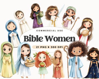 Women of the Bible Clipart, Faith Clipart, Instant Download, Church Ladies, Biblical People , Religious Biblical Stories, Journaling, Sunday