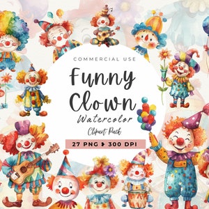 Süße Cartoon Clowns Clipart, Zirkus Bundle, Clipart für Kinder, Sofort Download, Kinder Party, Zirkus Magie Ballon Aufkleber, kommerzielle Nutzung