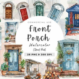 Front Porch Watercolor Clipart, Junk Journal,High Quality Png Files, Garden Png, Home Porch, Halloween Porch, Commercial Use