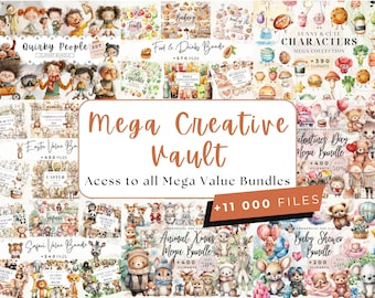 11 0000+ Clipart Mega Bundle Clipart, Mega Vault Images, Watercolor, Commercial Use License, Shop Bundle Clipart Shop, Lifetime Access