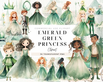 Emerald Green Princess Watercolor Clipart, Mexican 15Th Birthday, Elegant Wedding Dresses Mis Quince,  Birthday Gold Glitter, Fairytale