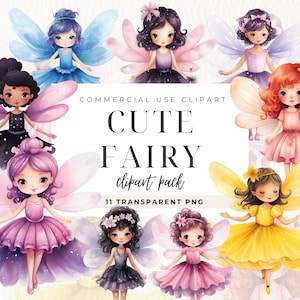 Clipart de fada pastel fofo, borboleta de fada rosa, impressões de arte de berçário, sublimação de arquivos de fada de clip art de fada, uso comercial, convite de aniversário