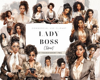 Black Girl Clipart, Boss Babe Office, Girl Boss Clipart, African American PNG, Black Women Lady, Office Girl, Planner Girl, Commercial Use