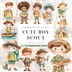 Boy Scout Clipart, Acuarela Scout Clip Art, Actividades al aire libre, Brownie Boys Scouts, Clip Art de viaje, Escolar, Uso comercial