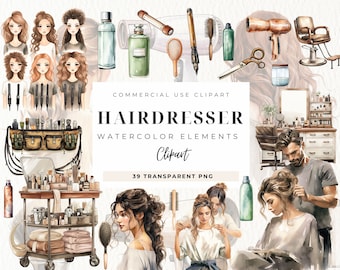 Hairstylist Clipart, Friseur Clip Art, Hair Stylist, Barbier, Haare, Mode Glam Friseursalon Clipart, Beauty Shop