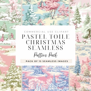 Weihnachten Toile digitales Papier, Weihnachten Chinoiserie inspiriert Pastell Chinoiserie Weihnachten, Weihnachten Holly, Weihnachtskerzen, nahtlose PNG