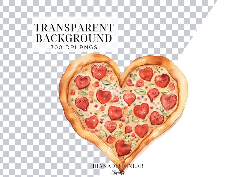 Heart Pizza Clipart, Digital Download, Pizza Clip Art, Pizza Slice PNG, Valentines Clipart Cute, Valentine's Day Food Cheese, Commercial Use image 2