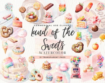 Land der Süßigkeiten Clipart, Candy Land Clip Art, kommerzielle Nutzung, Backen, Lollipop Clipart, Kuchen, süße Macarons, Leckereien Süßigkeiten, Kekse
