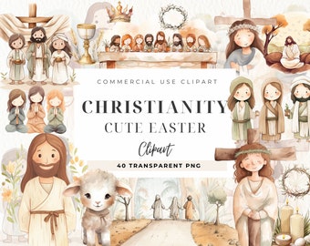 Religiöses Christentum Ostern Clipart, Osterauferstehung, Glauben Biblische Geschichte, Kreuz Aquarell, Devotionalie Tagebuch Grafiken, Niedlicher Jesus