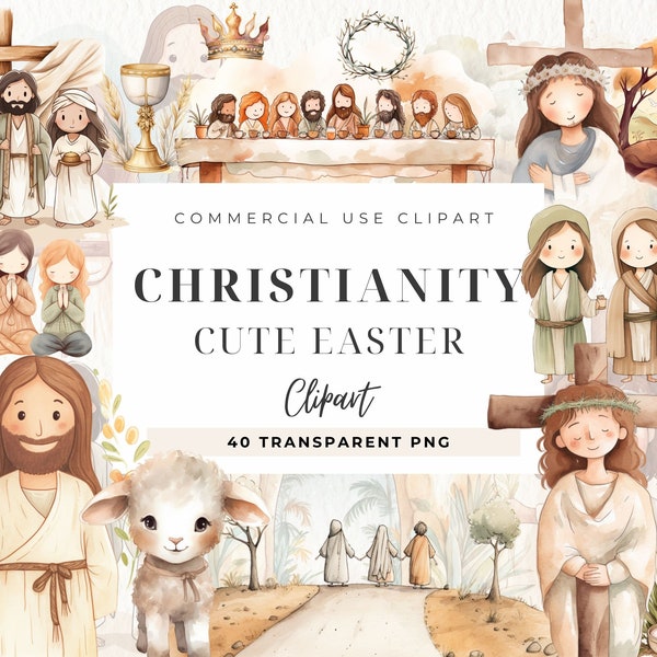 Religious Christianity Easter Clipart, Easter Resurrection, Faith Biblical Story, Cross Watercolor, Devotional Diary Graphics, Cute Jesus